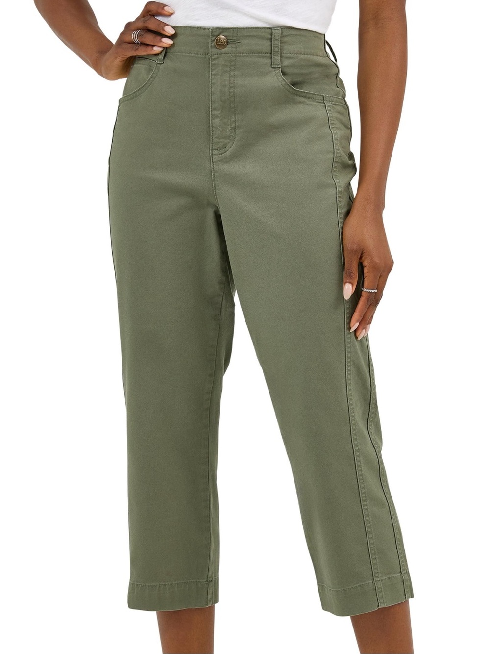 LEE Olive Green High-Waist Crop Pants Size 12